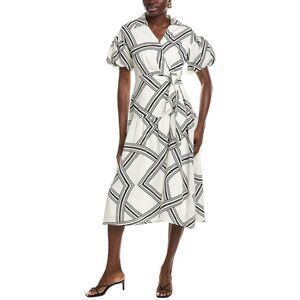 Gracia Womens  Printed Midi Dress, White